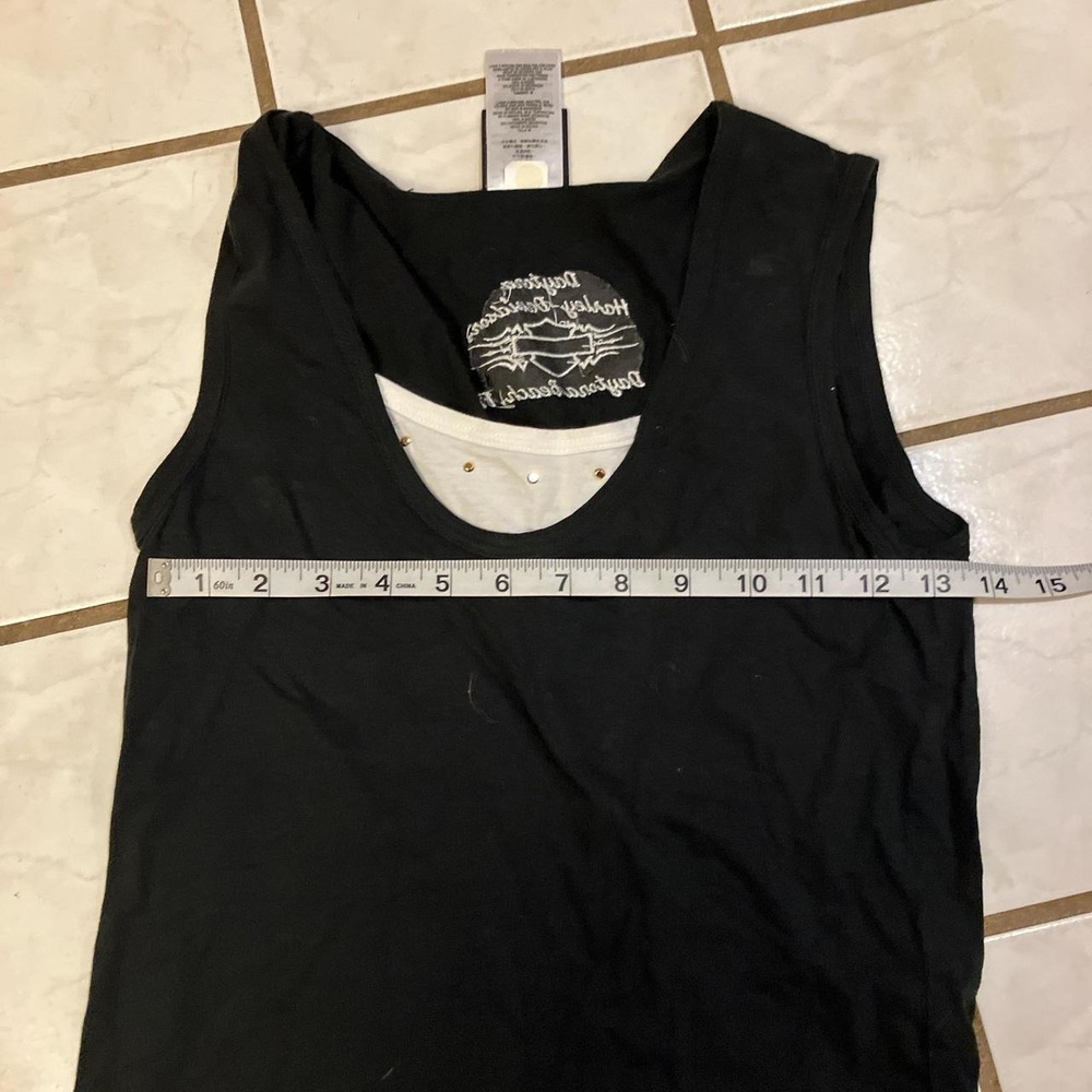 Harley-Davidson Daytona Beach Studded Layered Tank Top Black Womens Medium - Picture 6 of 6
